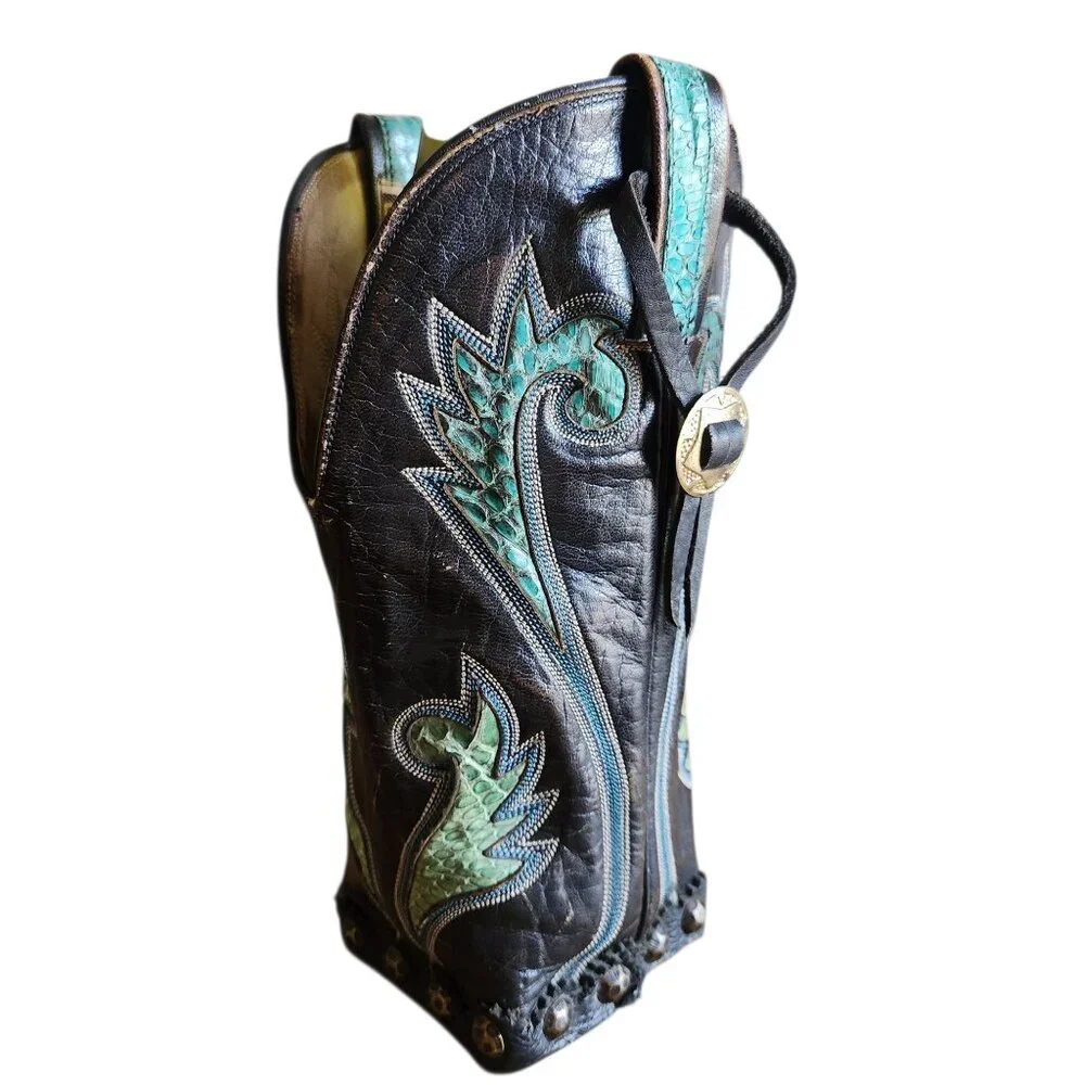 Vintage Southwestern Hondo Western Cowboy Concho Turquoise Boot Bottle Holder